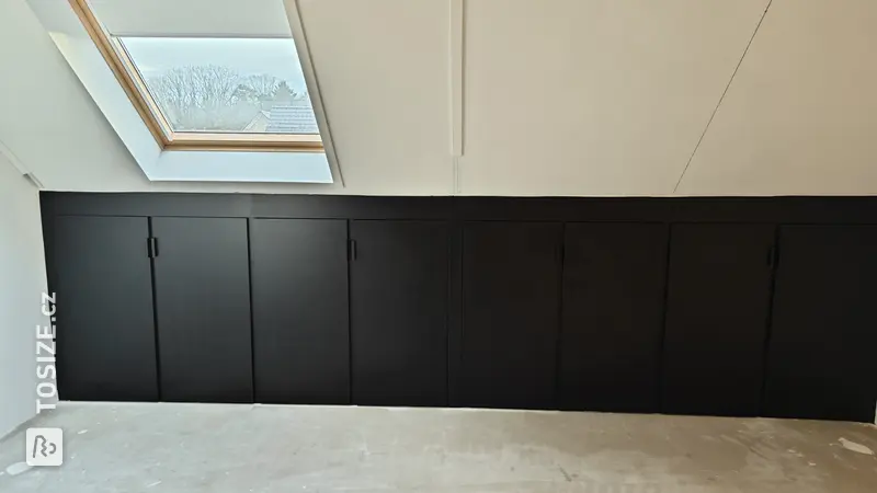 Black built-in cupboard in the attic knee wall, by Ralph