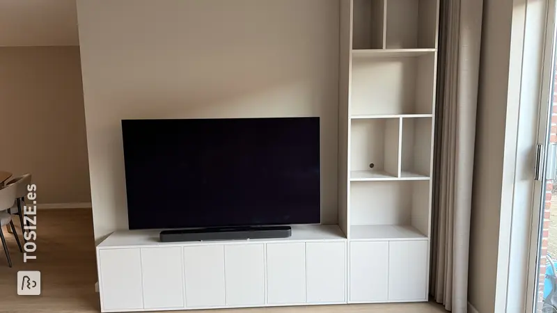 Stylish TV cabinet with high cabinet, by Iris