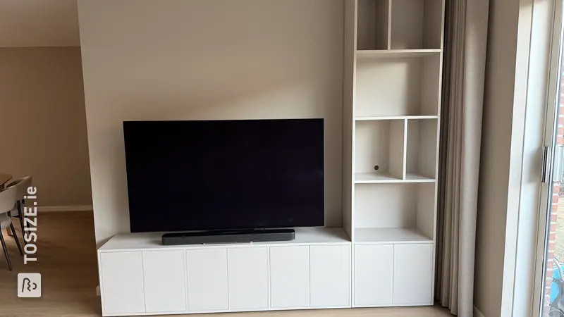 Stylish TV cabinet with high cabinet, by Iris
