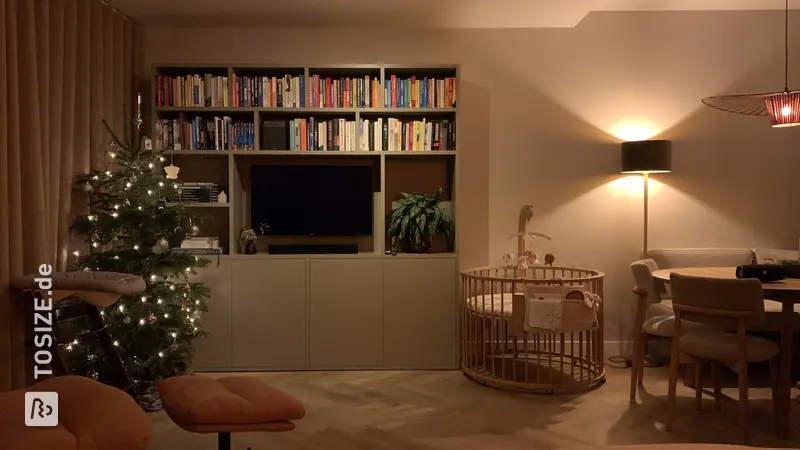 Stylish TV Cabinet and Bookcase in Dark Ecru, by Anne