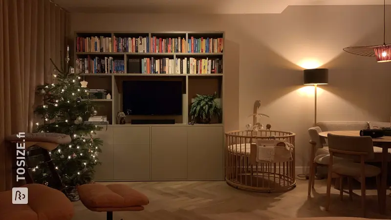Stylish TV Cabinet and Bookcase in Dark Ecru, by Anne