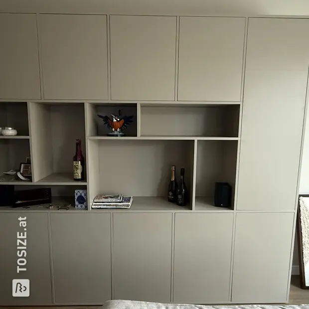 Cream sideboard with doors and open compartments