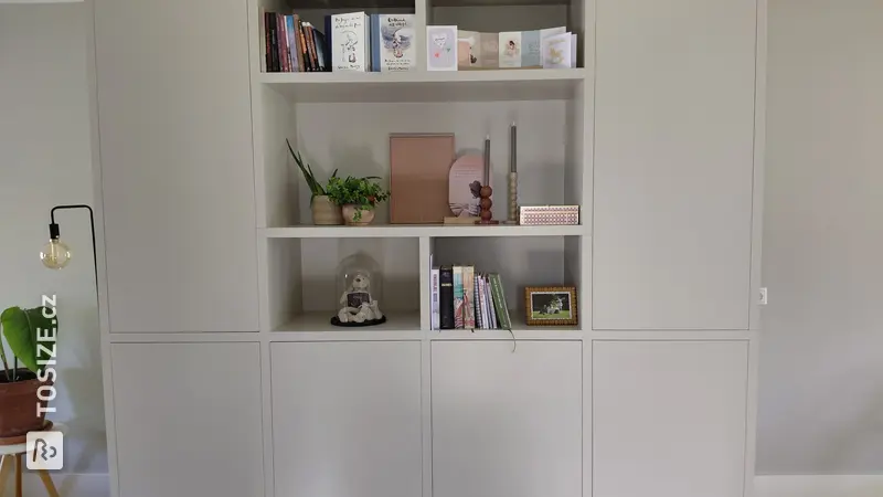 Spacious living room cabinet, painted in Subtle Stone, by Madeleine