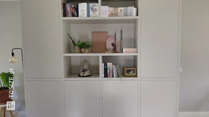 Spacious living room cabinet, painted in Subtle Stone, by Madeleine