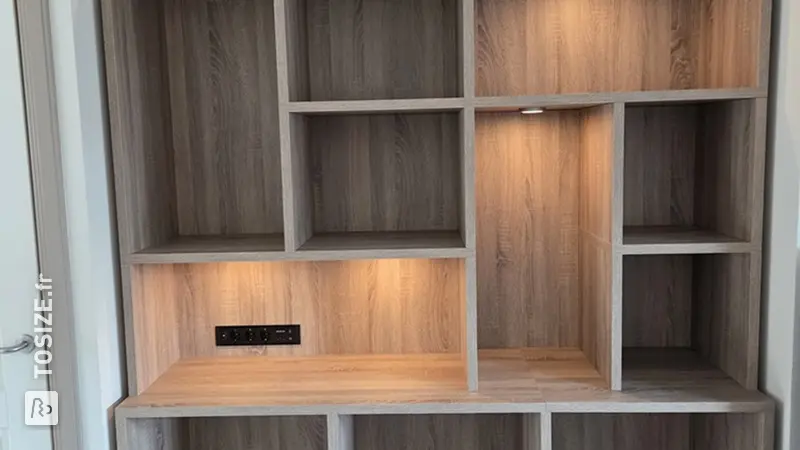 Stylish Bookcase with Dimmable Lamps, by Martin