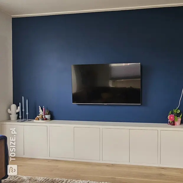White sideboard with doors and shelves
