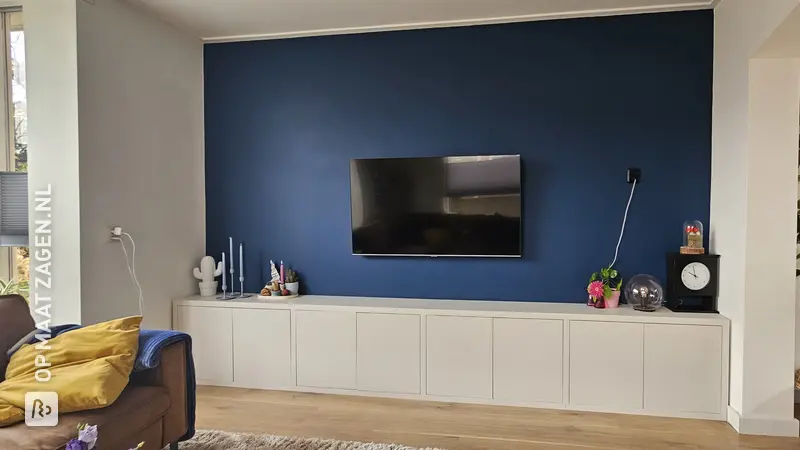 Stylish TV Cabinet with Solid Doors and Beige Finish, by Lieke