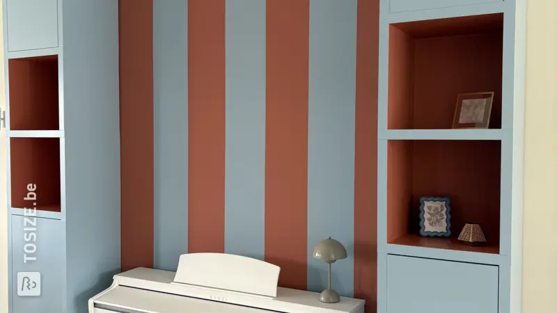 Colorful custom-made piano cabinets from OPMAATZAGEN.nl, by Elske