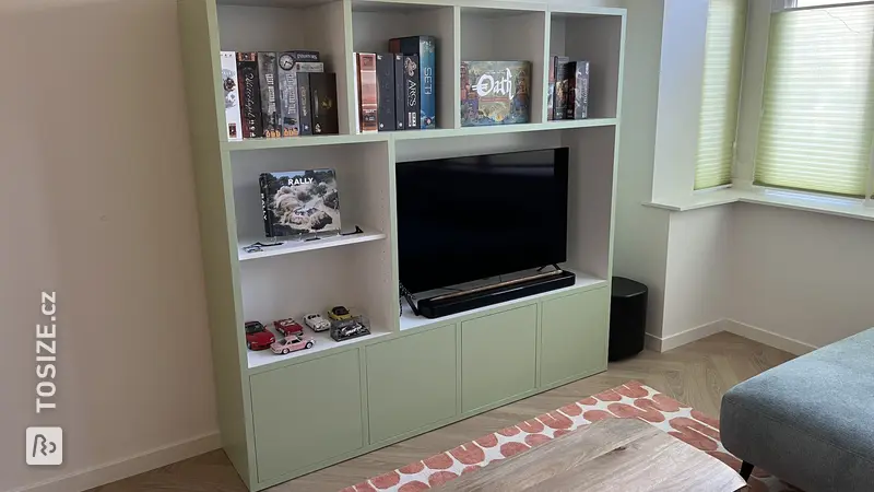 Stylish TV cabinet and board game cabinet for the living room, by Loek
