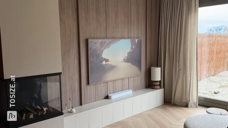 Low TV cabinet painted in Dune, by Jeffrey