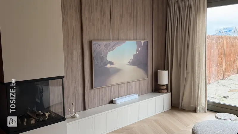 Low TV cabinet painted in Dune, by Jeffrey