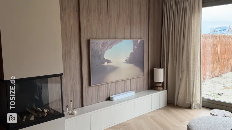 Low TV cabinet painted in Dune, by Jeffrey