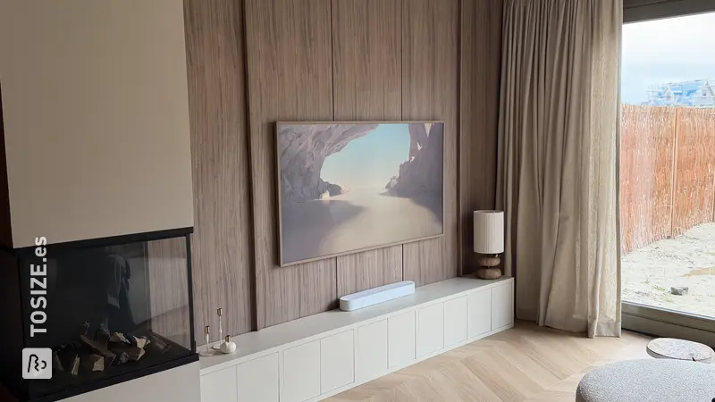 Low TV cabinet painted in Dune, by Jeffrey