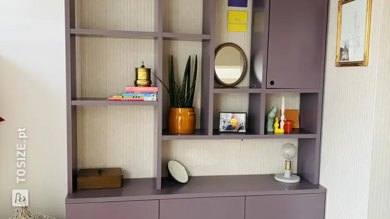 Purple Shelving Unit in the Living Room, by Jose