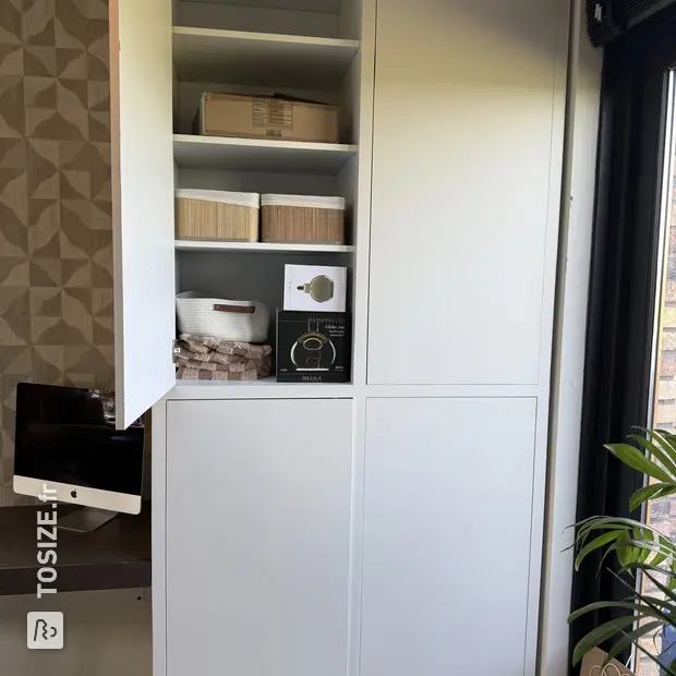 White sideboard with doors and shelves