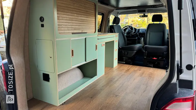 Camper cupboard with roller door in Volkswagen, by Emile