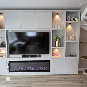 Stylish Cinewall cabinet with TV and Fireplace, by Wendy