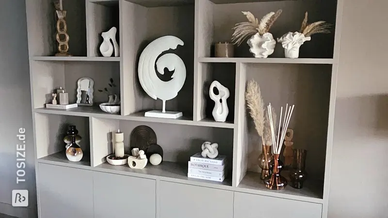 Stylish Japandi Shelf Cabinet in Wall Color, by Ingeborg