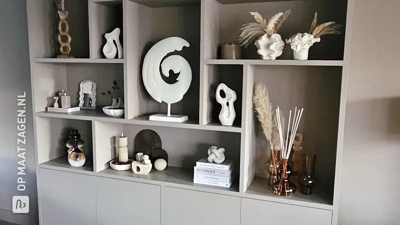 Stylish Japandi Shelf Cabinet in Wall Color, by Ingeborg