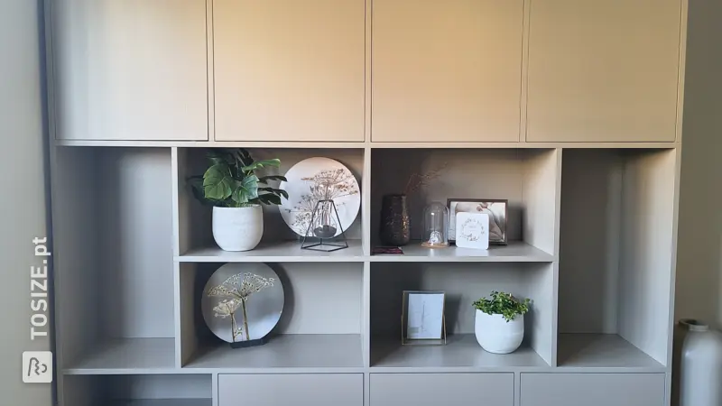 Custom-made shelving unit for the living room, by Kevin