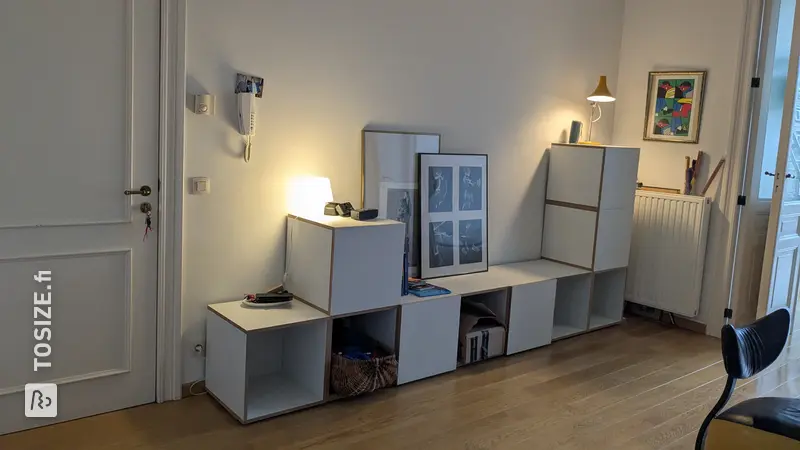 Modular cube-shaped sideboard, by Thomas