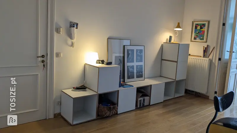 Modular cube-shaped sideboard, by Thomas
