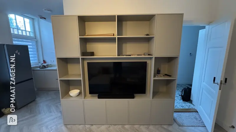 Stylish grey TV cabinet with custom accents, by G