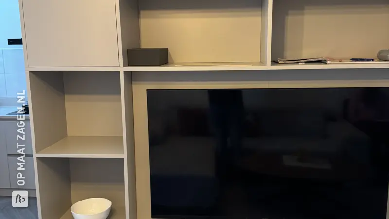 Stylish grey TV cabinet with custom accents, by G
