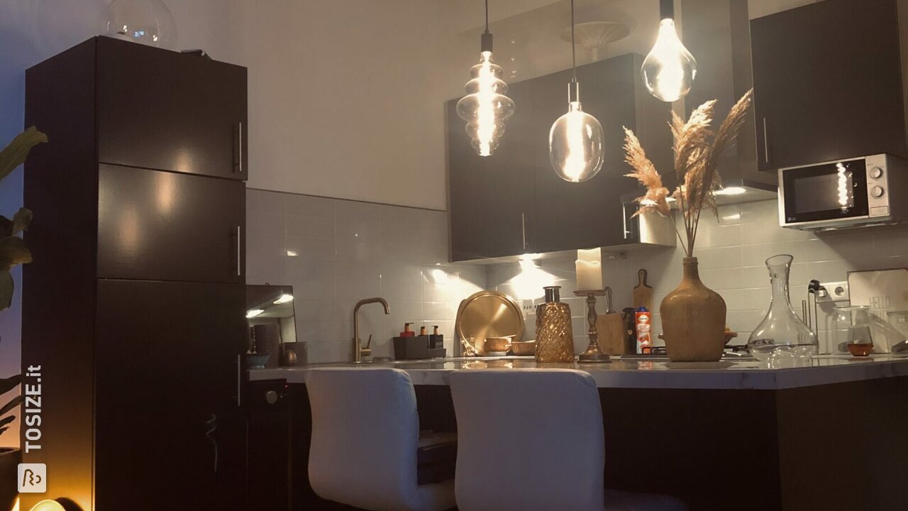 DIY: isola cucina in MDF con piano effetto marmo, di Lucien