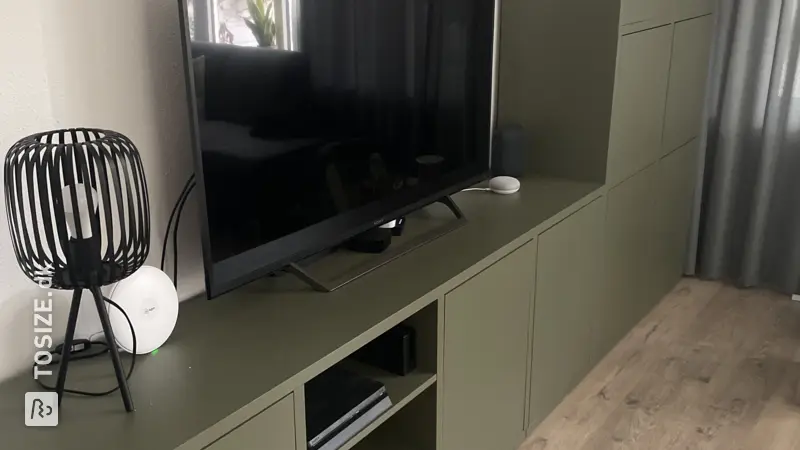 Stylish green TV cabinet and tall cabinet, by Claudia