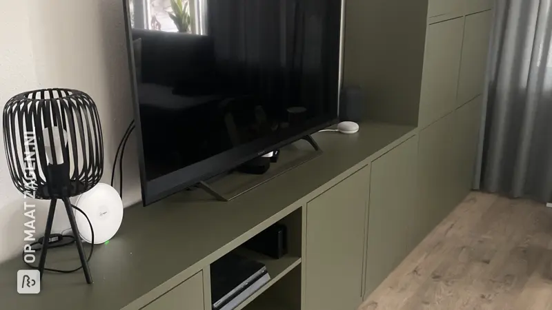 Stylish green TV cabinet and tall cabinet, by Claudia