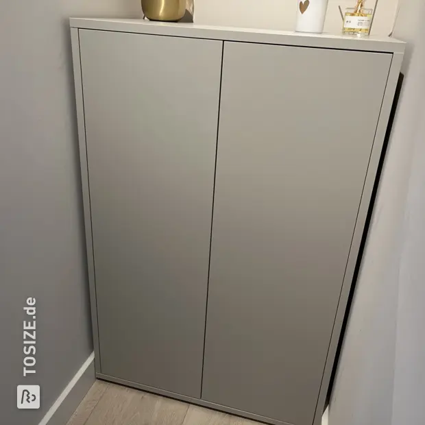Gray shoe cabinet with doors