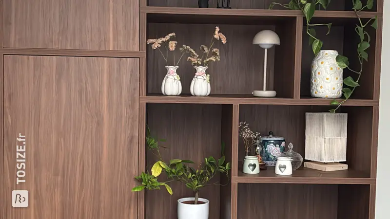 Beautiful Compartment Cabinet with Large Doors and Open Compartments, by Anouk