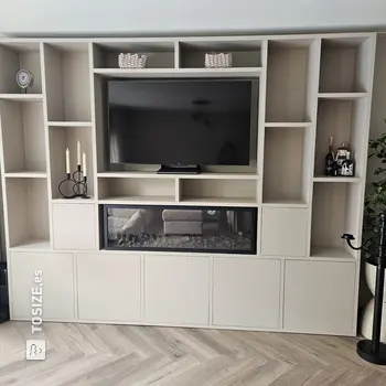 Stylish TV Unit and Wall Cabinet with Electric Fireplace, by Dominique