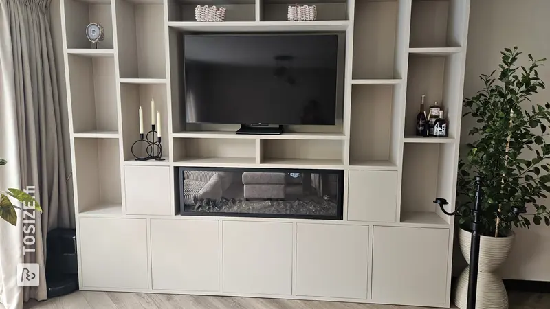 Stylish TV Unit and Wall Cabinet with Electric Fireplace, by Dominique