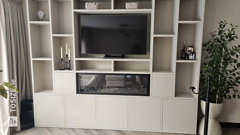 Stylish TV Unit and Wall Cabinet with Electric Fireplace, by Dominique