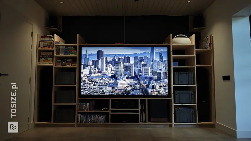 Custom-made TV unit for the living room, by Sjef