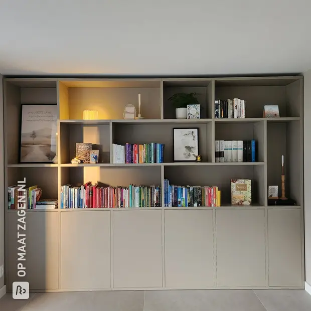 Cream sideboard with doors and open compartments