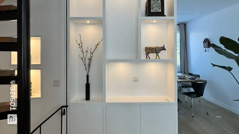 White Compartment Cabinet Under the Stairs for the Living Room, by Sjors