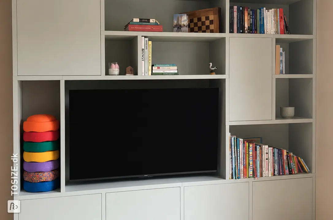 Stylish Bookcase and TV Unit in Sage Green, by Emine
