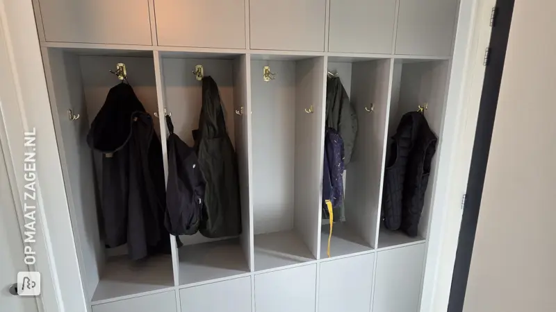 Stylish Coat Rack and Hallway Cabinet in Cloud Grey, by Elise