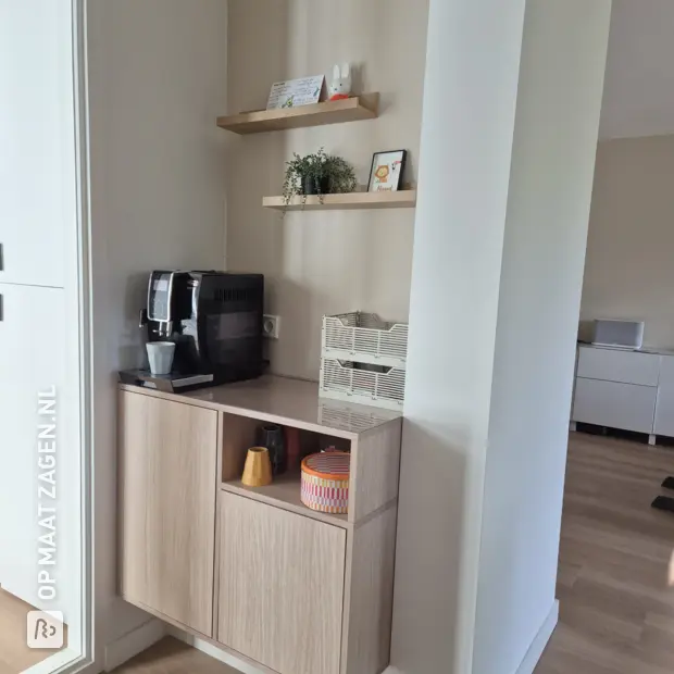 Natural (wood) sideboard with doors and open compartments