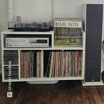 Custom-made Hi-Fi cabinet for vinyl records and CDs, by Nicolas