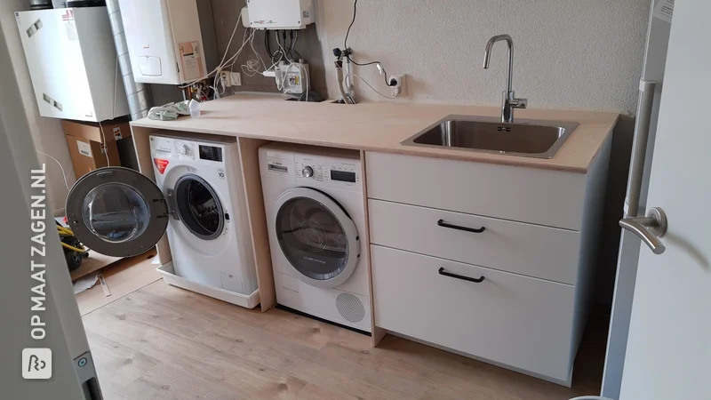 Washing machine conversion with sink and tap, by Roel