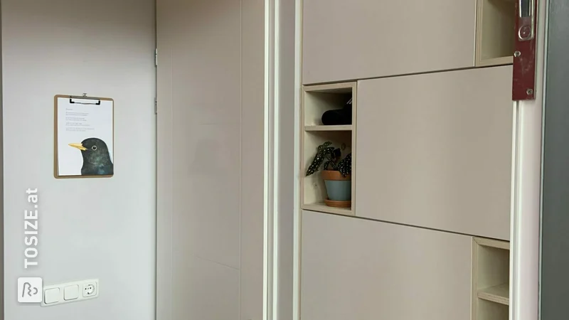 Hall cupboard in alcove, IKEA BESTA hack, by Karin