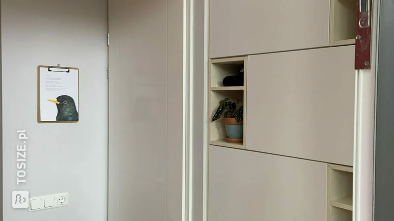 Hall cupboard in alcove, IKEA BESTA hack, by Karin