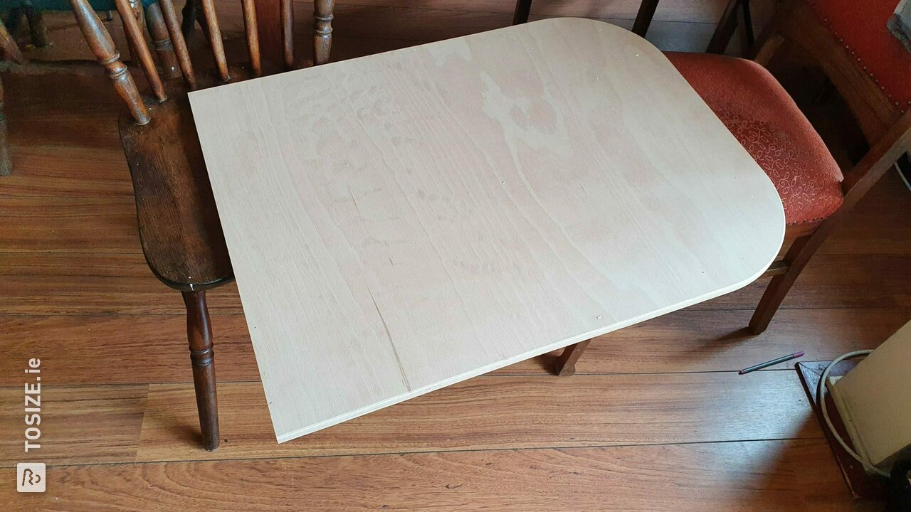 Homemade camper van table/bench from Multiplex, by Laurens
