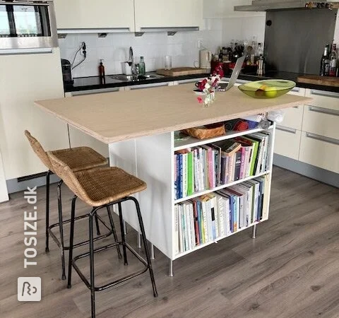 DIY: Kitchen island and cookbook cabinet, by Janet