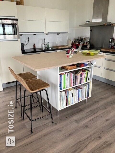 DIY: Kitchen Island and Cookbook Shelf, by Janet