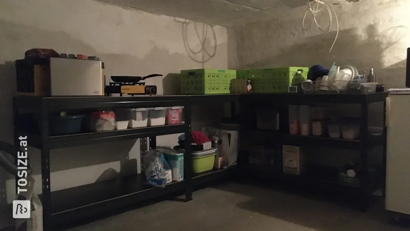 Shelving unit for the basement of Betonplex Antislip, by Rebecca